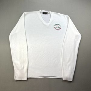 Vintage Bocce Ball Sweater Adult XL White Grandpa V-Neck All Star Classic USA